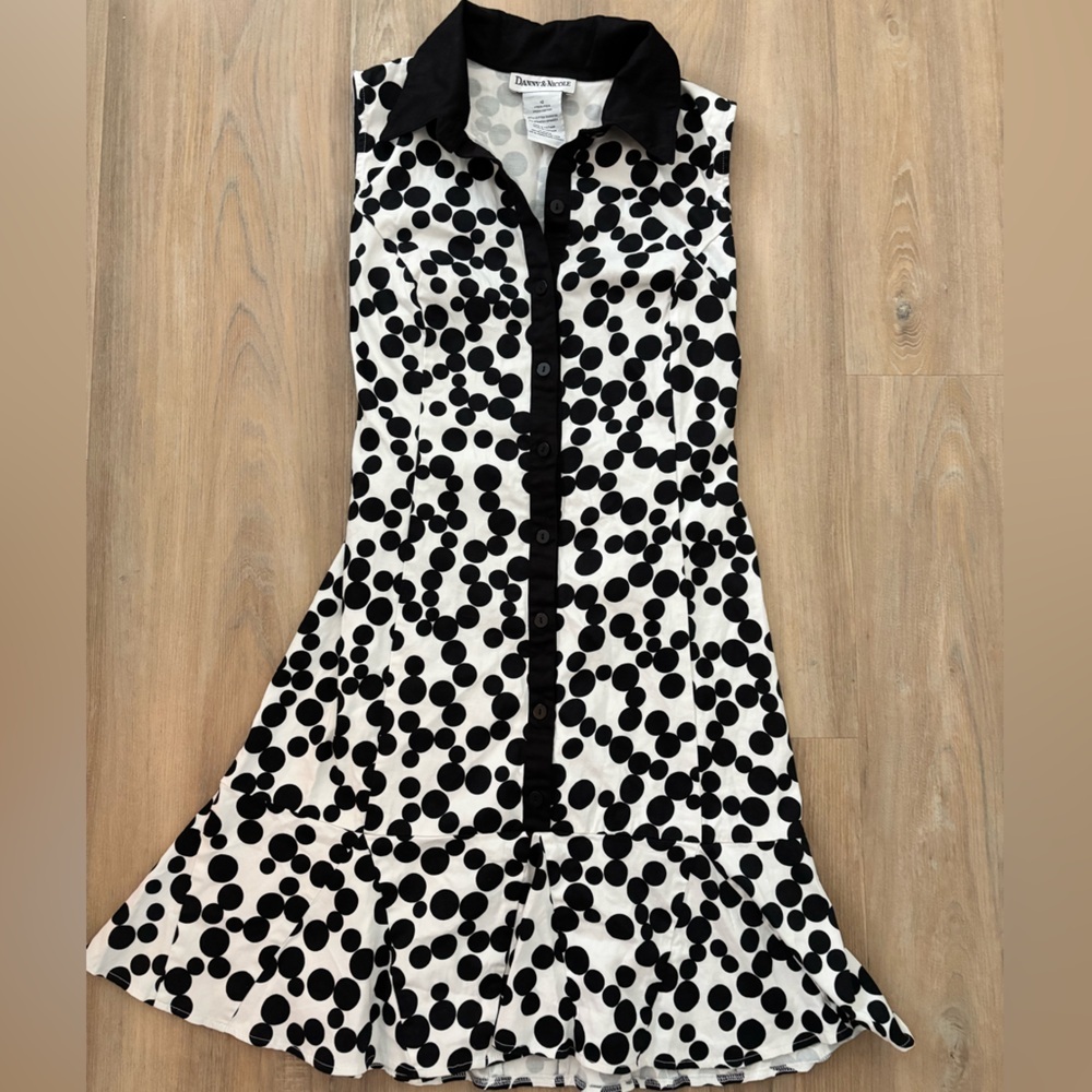 Vintage Danny & Nicole Black and White Polka Dot Dress in size 12